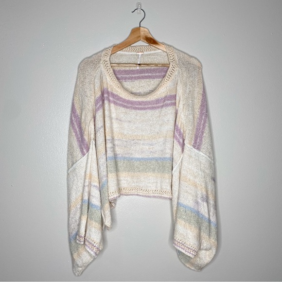 Free People Saturn Poncho Sweater Warm Sky - Picture 2 of 13